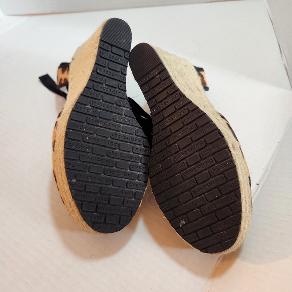 Charles David Animal Print Calf Hair Strappy Spadrille Wedge Size Size 7 - Picture 3 of 12